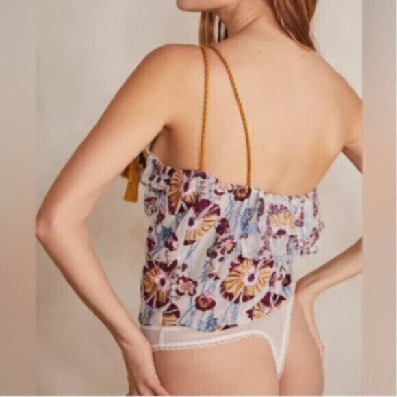 FREE PEOPLE  PLUM COMBO "DAY DATE" EMBROIDRED Bloom Core Cottage Core Bodysuit - Picture 10 of 10
